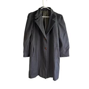 Vintage Gray Overcoat Textured Single Breasted Notch Lapel Unisex Medium?